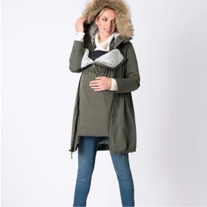 Seraphine Maternity & Baby Wearing / Carrying Fleece Lined Coat with Hood